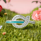 Teal Swirl Pave Statement Ring