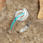 Teal Swirl Pave Statement Ring
