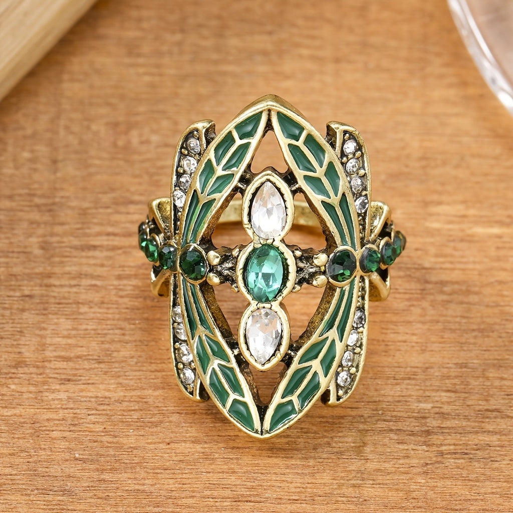 Boho Dragonfly Gemstone Statement Ring