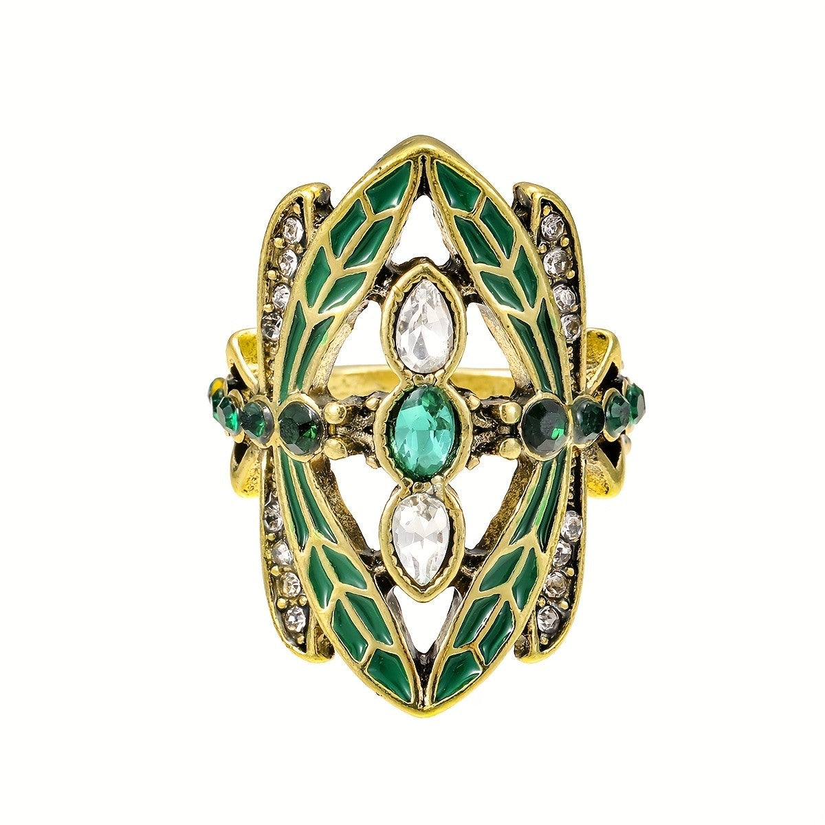 Boho Dragonfly Gemstone Statement Ring