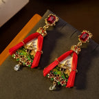 Regal Red Gem Dancer Drop Earrings