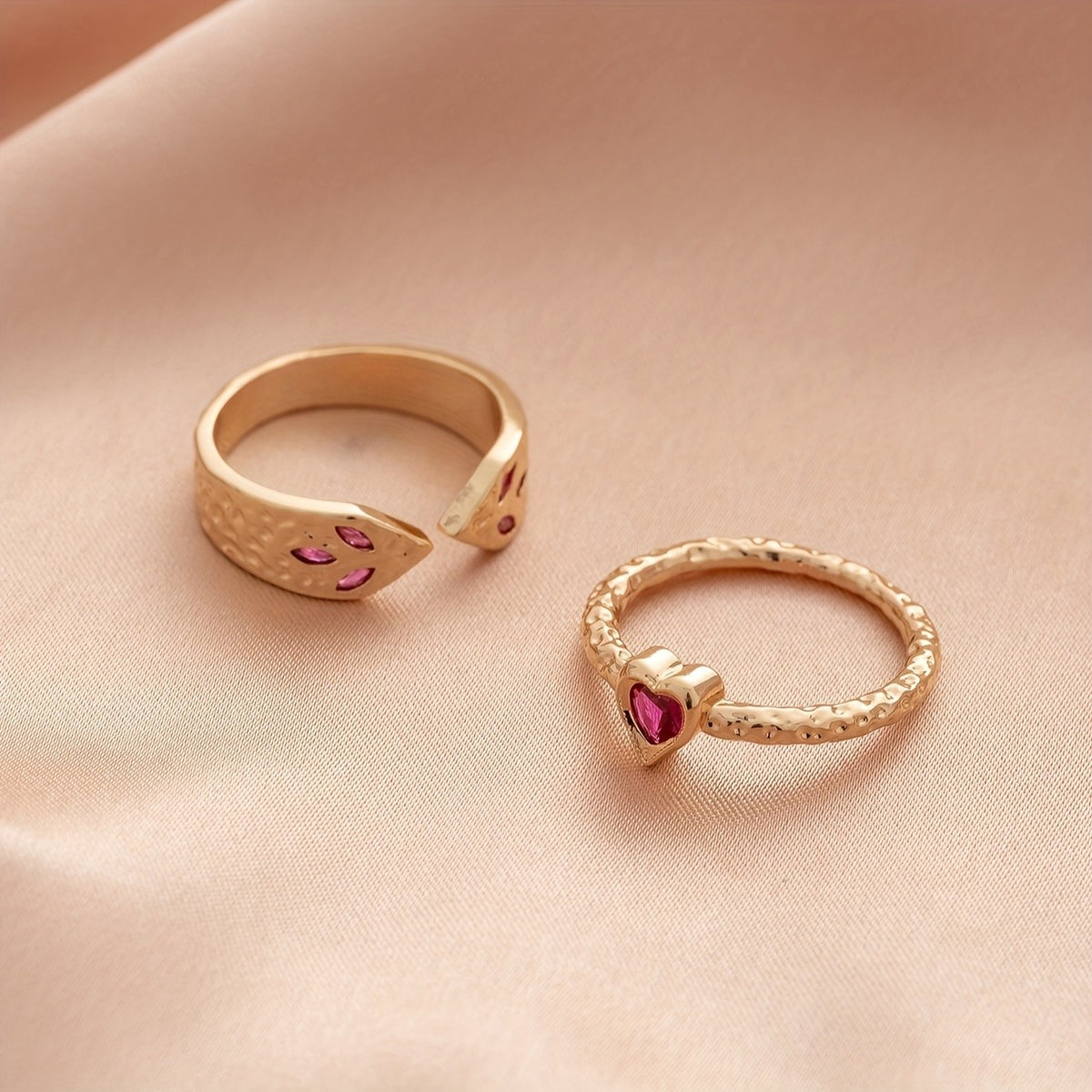 Chunky Heart Gemstone Statement Ring