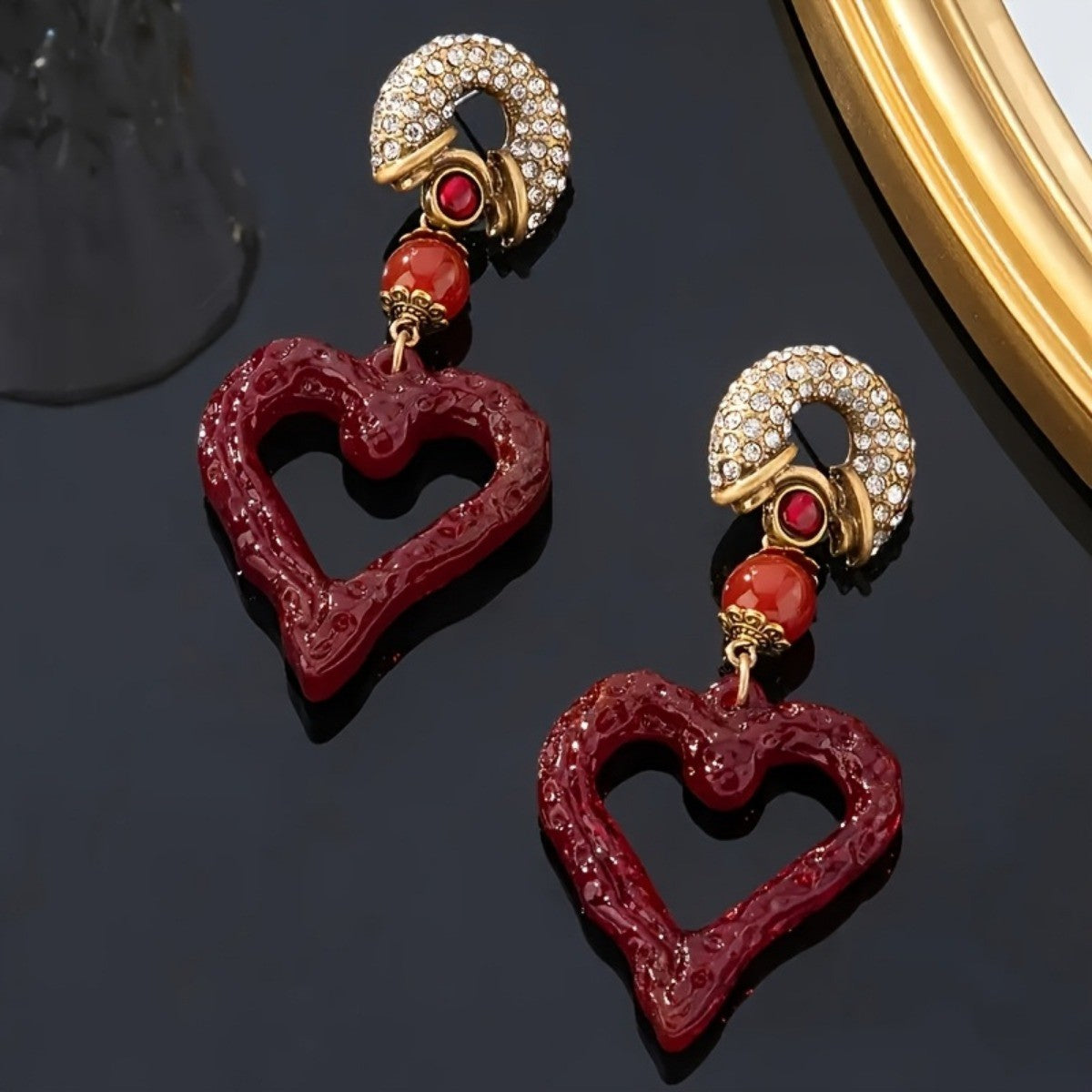 Romantic Red Heart Drop Earrings