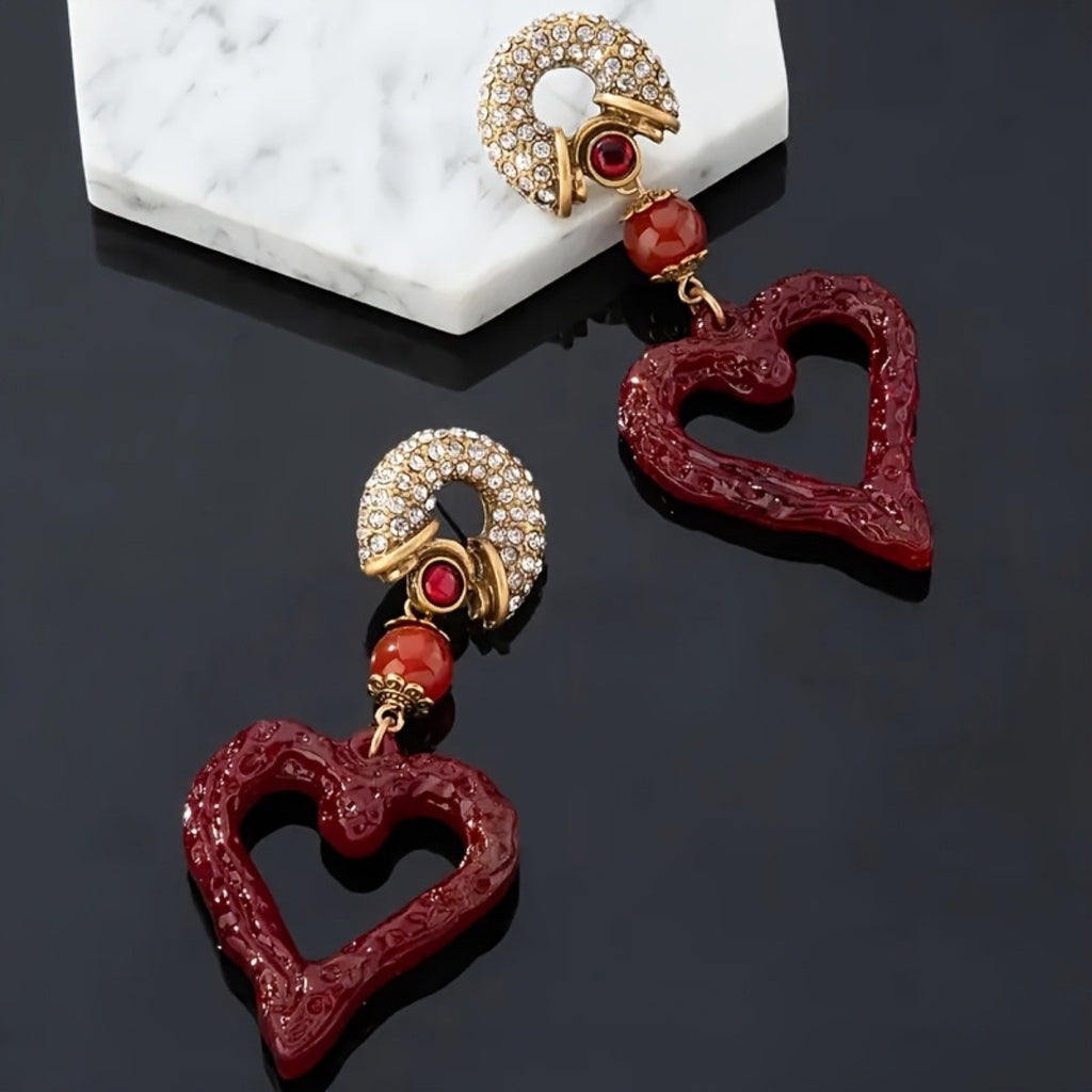 Romantic Red Heart Drop Earrings