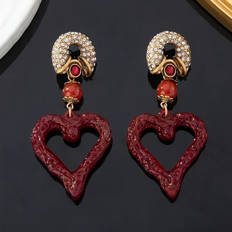 Romantic Red Heart Drop Earrings