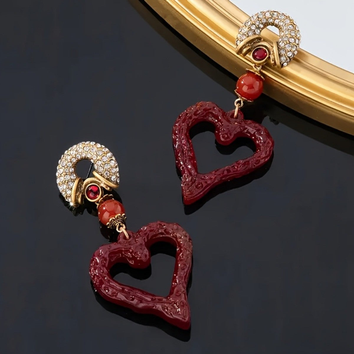 Romantic Red Heart Drop Earrings