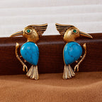 Whimsical Turquoise Bird Stud Earrings