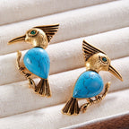 Whimsical Turquoise Bird Stud Earrings
