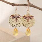 Hammered Bee Drop Earrings