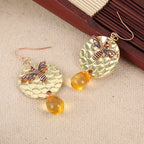 Hammered Bee Drop Earrings