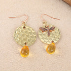 Hammered Bee Drop Earrings