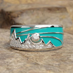 Turquoise Mountain Pave Ring