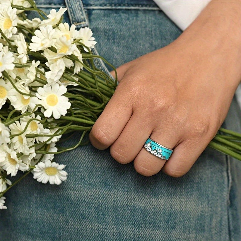 Turquoise Mountain Pave Ring