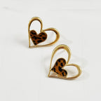 Leopard Print Heart Stud Earrings