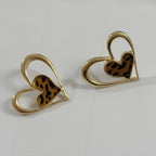 Leopard Print Heart Stud Earrings