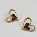 Leopard Print Heart Stud Earrings