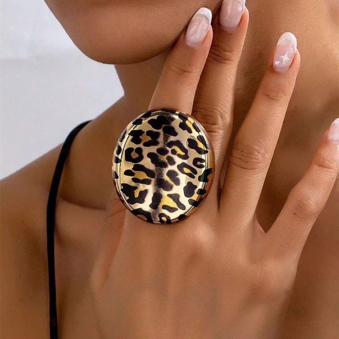 Bold Leopard Print Statement Ring
