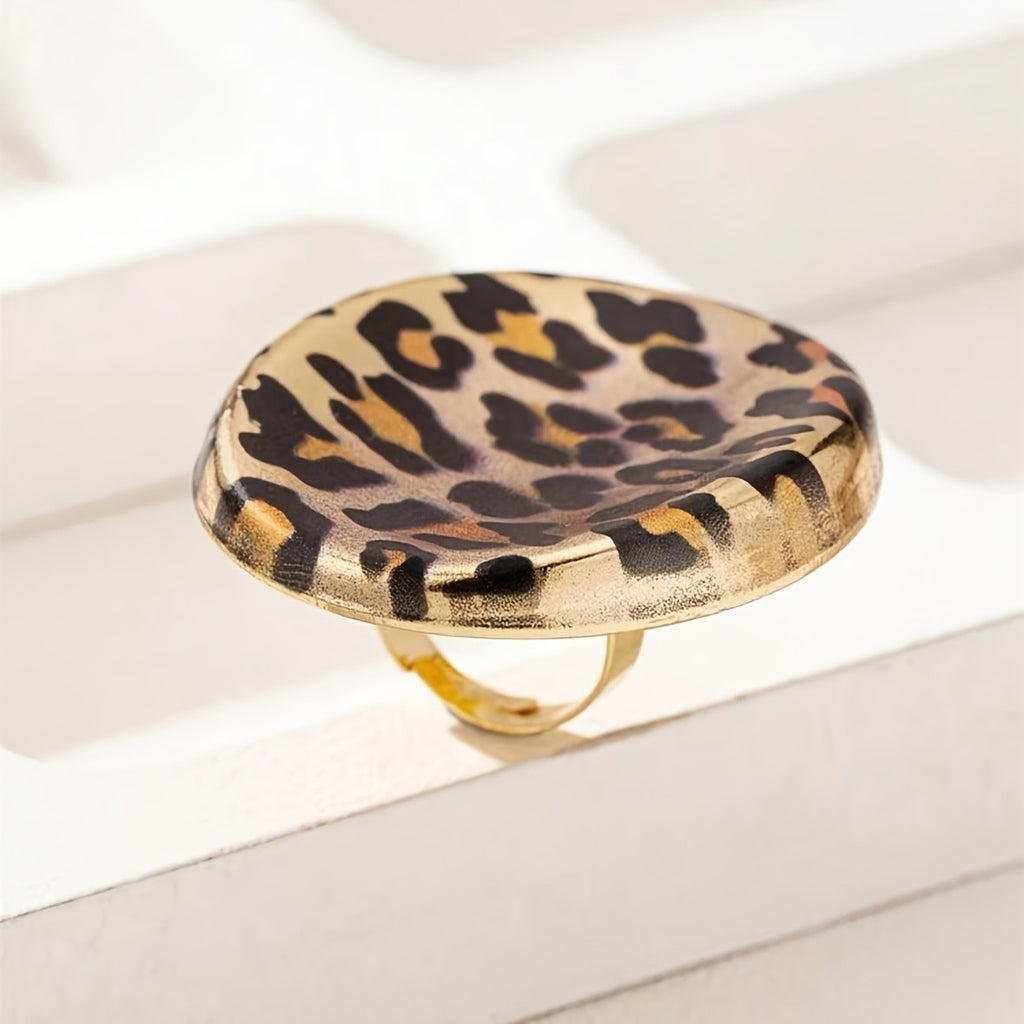 Bold Leopard Print Statement Ring
