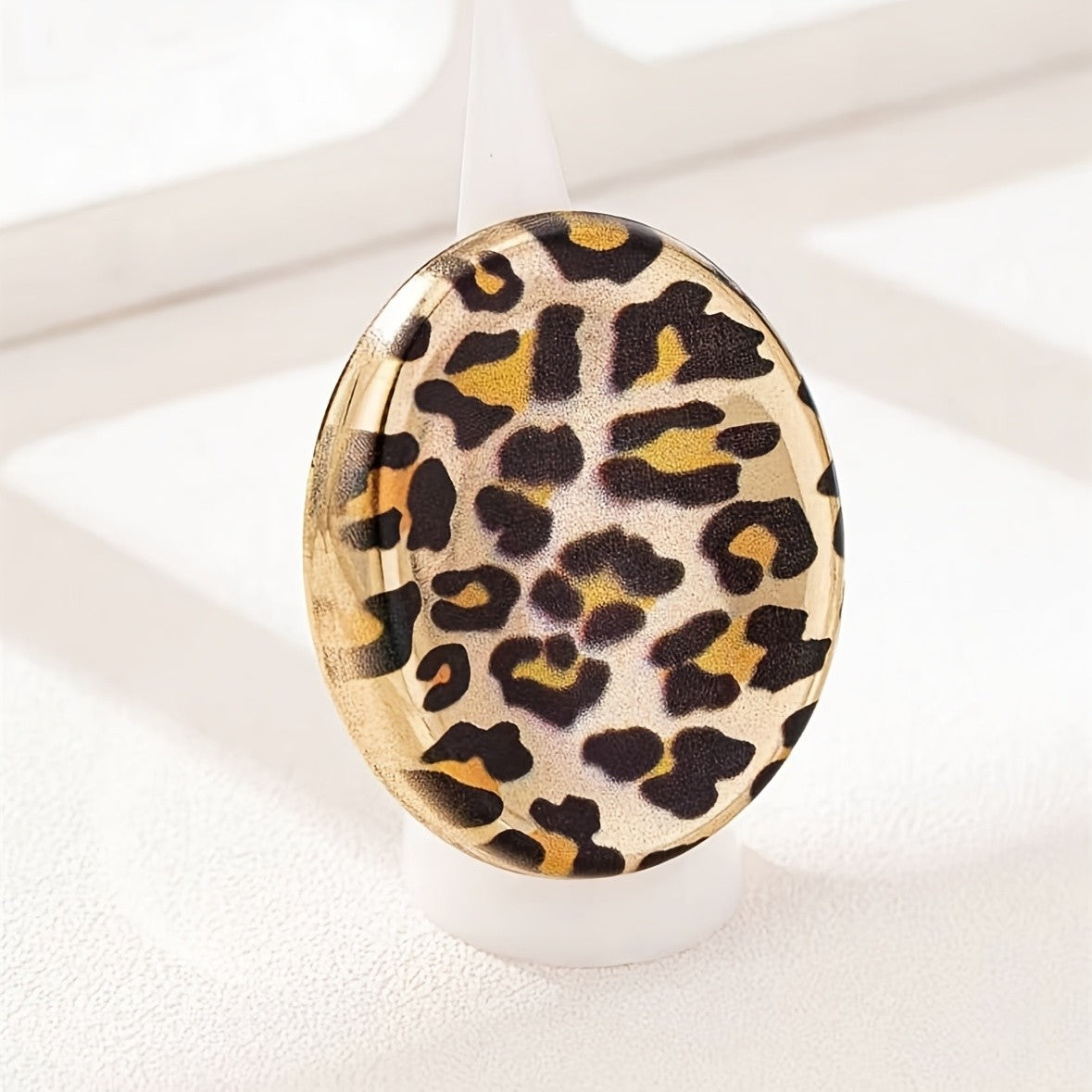 Bold Leopard Print Statement Ring