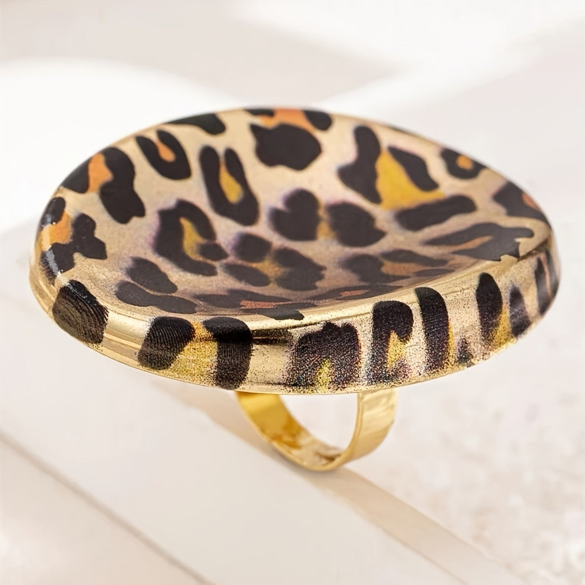 Bold Leopard Print Statement Ring