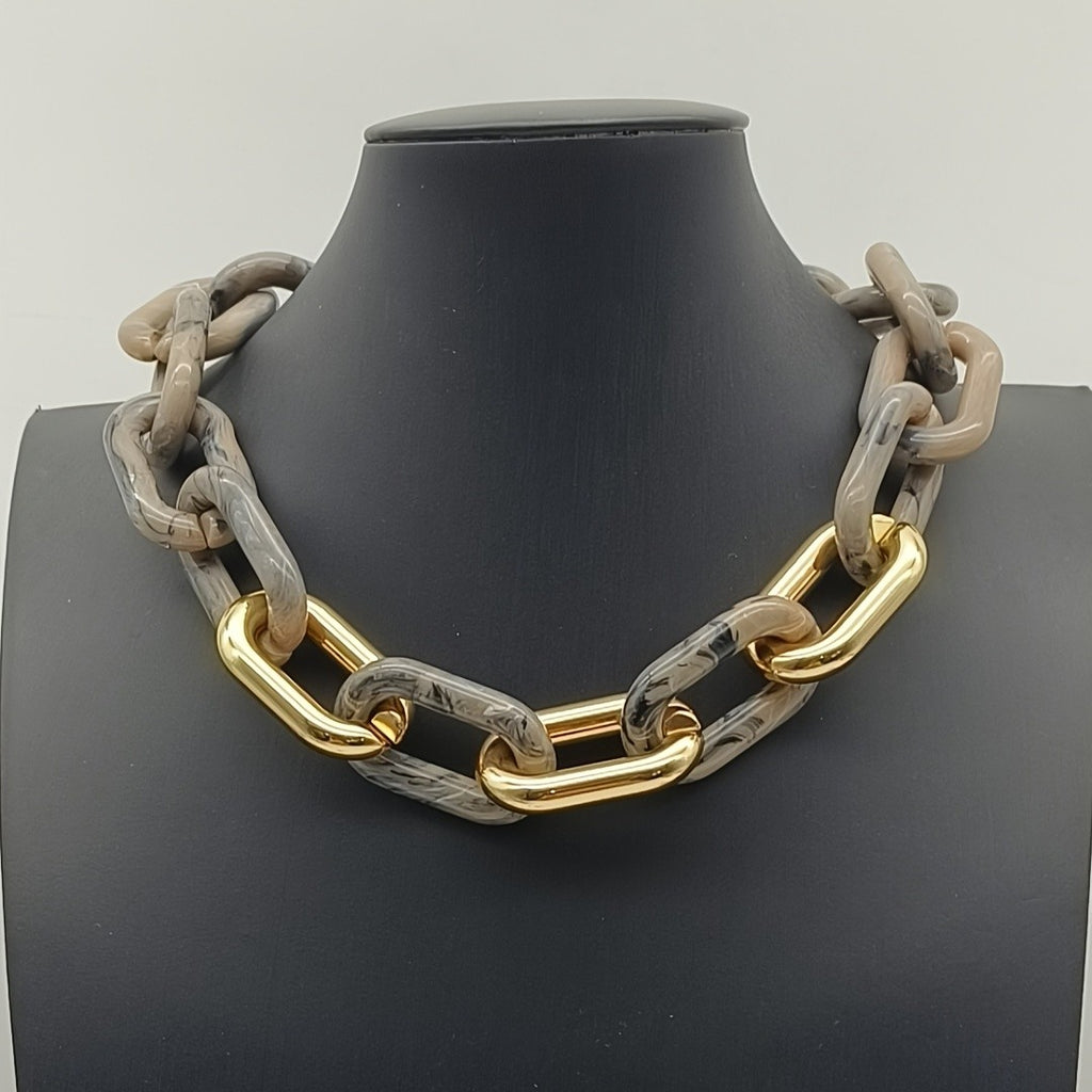 Chunky Marbled Link Necklace