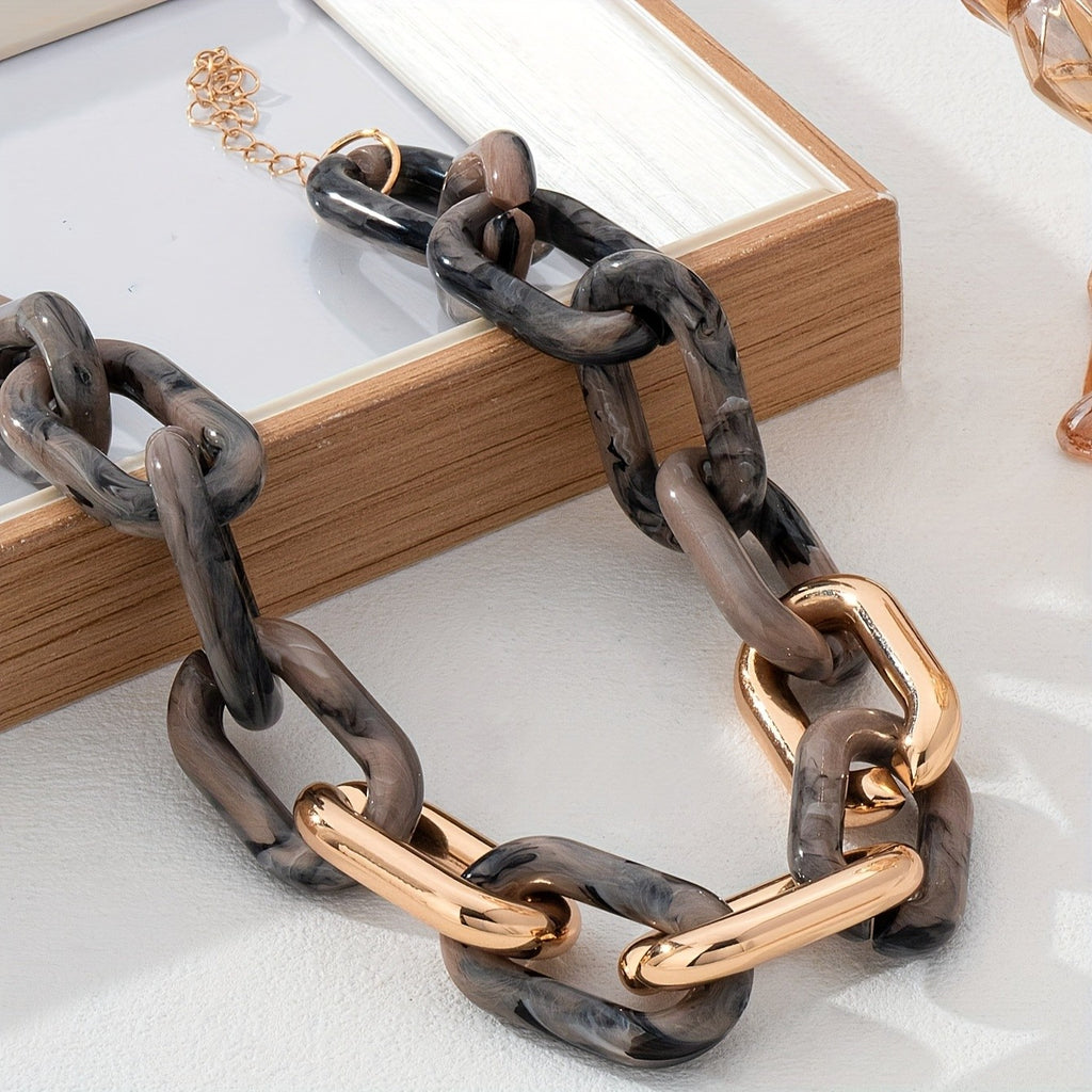 Chunky Marbled Link Necklace
