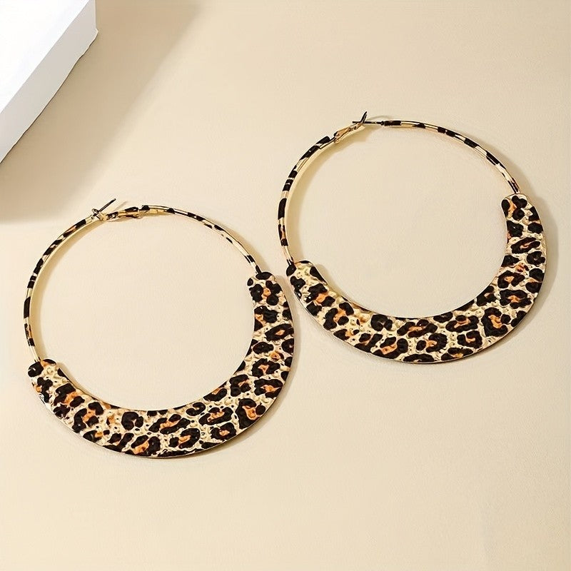 Leopard Print Hoop Earrings