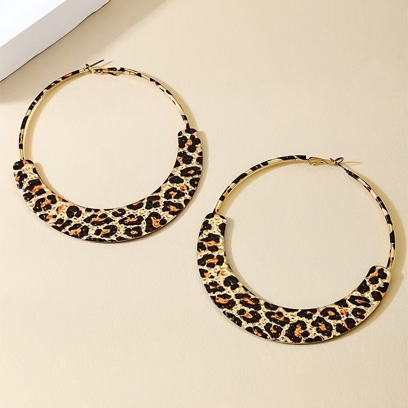 Leopard Print Hoop Earrings