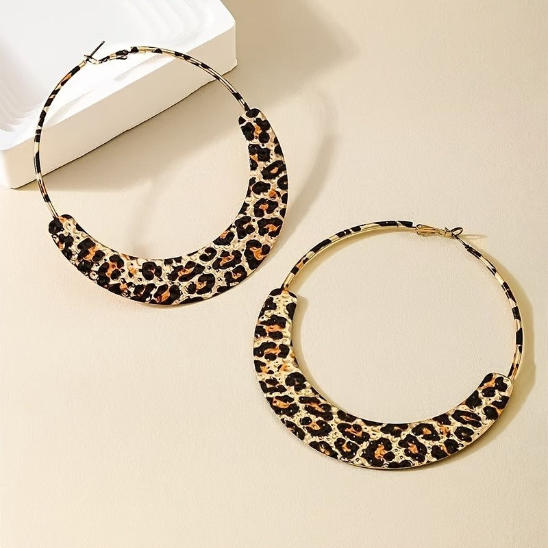 Leopard Print Hoop Earrings