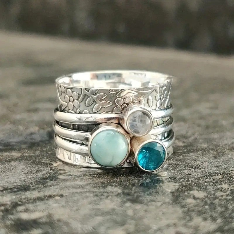 Floral Gemstone Ring Stack