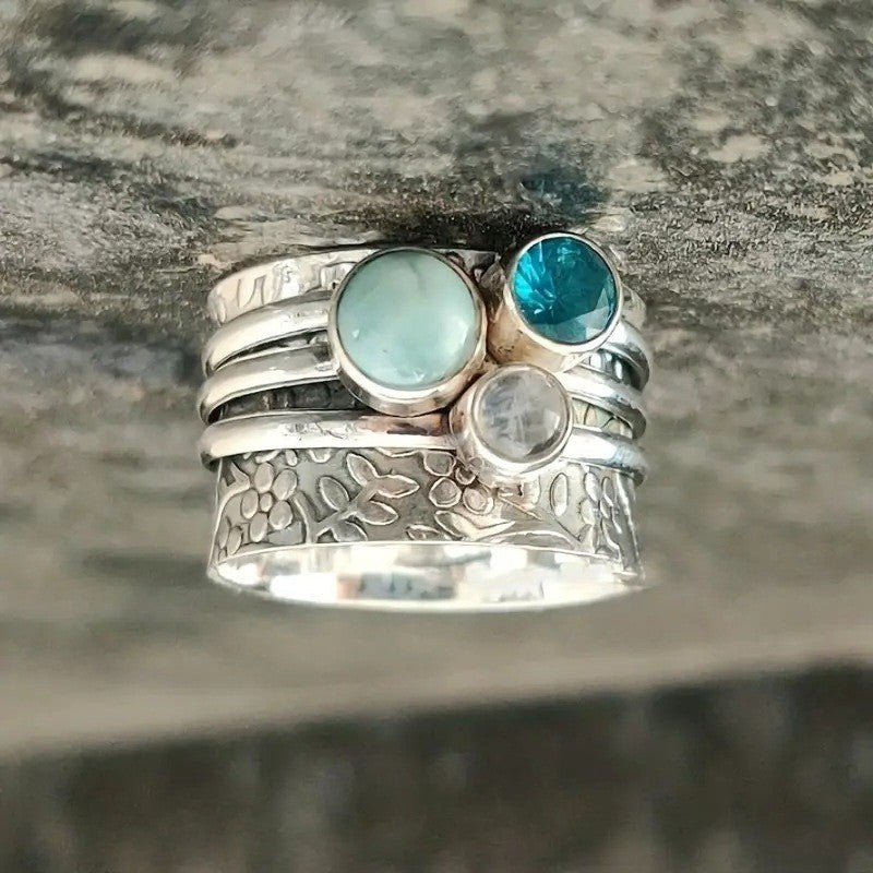Floral Gemstone Ring Stack