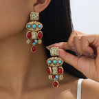 Boho Mosaic Tile Cascade Drop Earrings