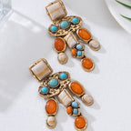 Boho Mosaic Tile Cascade Drop Earrings