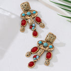 Boho Mosaic Tile Cascade Drop Earrings