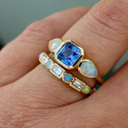Elegant Blue Gemstone Ring Stack