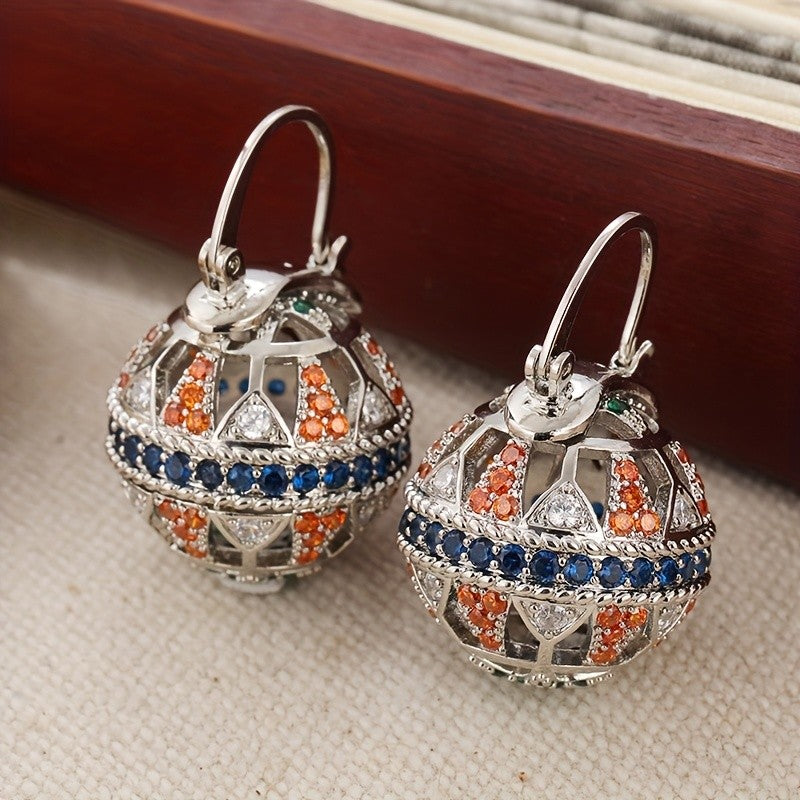 Festive Geometric Gemstone Drop Earrings