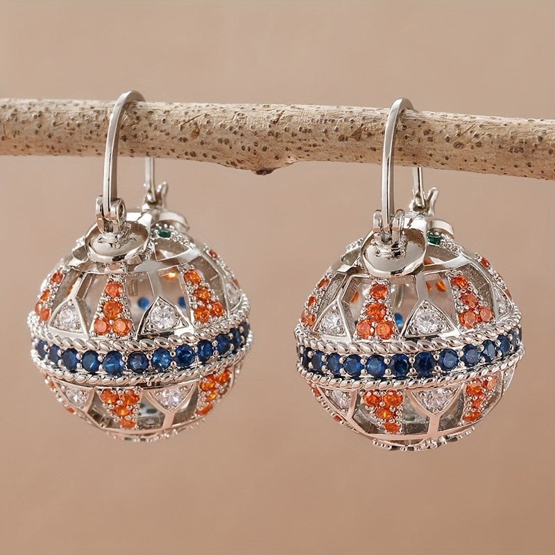 Festive Geometric Gemstone Drop Earrings