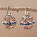 Festive Geometric Gemstone Drop Earrings
