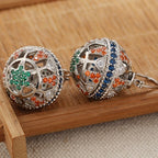 Festive Geometric Gemstone Drop Earrings