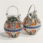 Festive Geometric Gemstone Drop Earrings