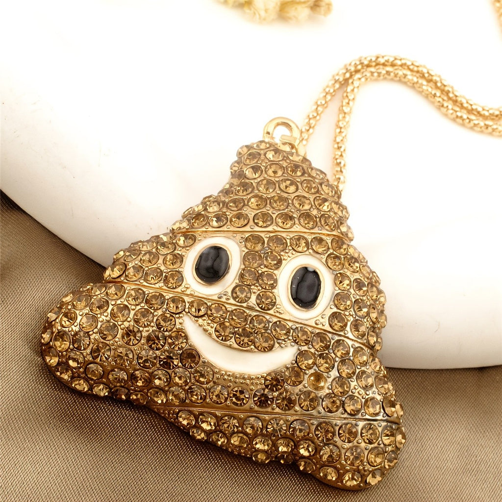 Whimsical Rhinestone Emoji Necklace