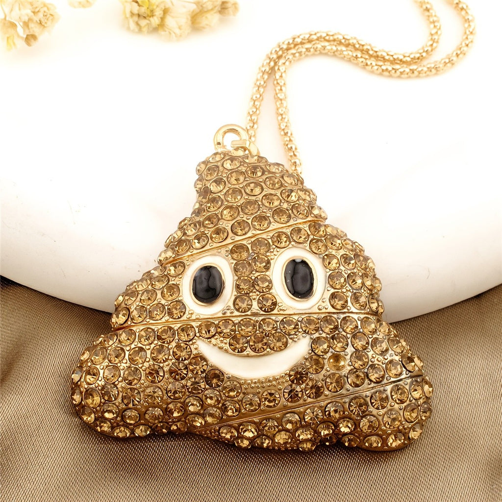 Whimsical Rhinestone Emoji Necklace