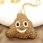 Whimsical Rhinestone Emoji Necklace
