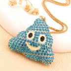 Whimsical Rhinestone Emoji Necklace