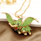 Whimsical Pink Rhinestone Elephant Necklace