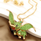 Whimsical Pink Rhinestone Elephant Necklace