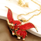 Whimsical Pink Rhinestone Elephant Necklace