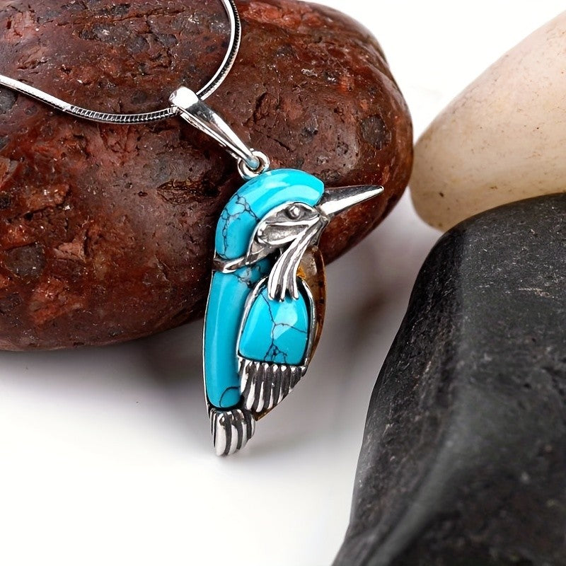 Whimsical Turquoise Bird Pendant Necklace