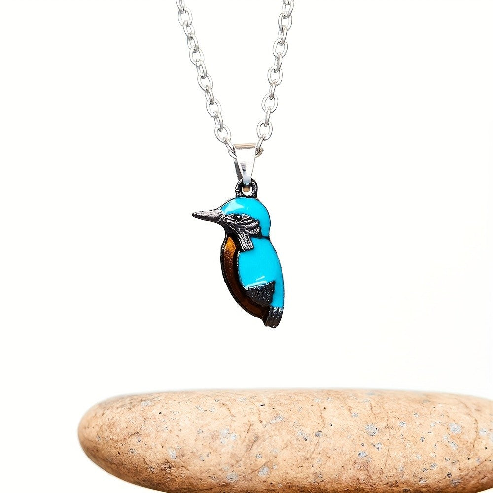 Whimsical Turquoise Bird Pendant Necklace