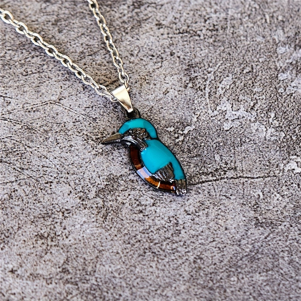 Whimsical Turquoise Bird Pendant Necklace
